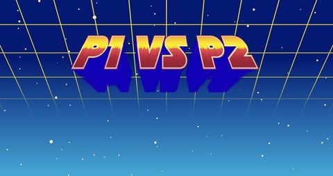 Retro gaming battle interface with galactic background