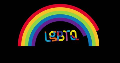 LGBTQ Text with Rainbow Design on Black Background for Pride Concept