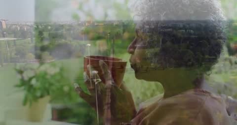 Senior Relaxation with Cityscape and Animation