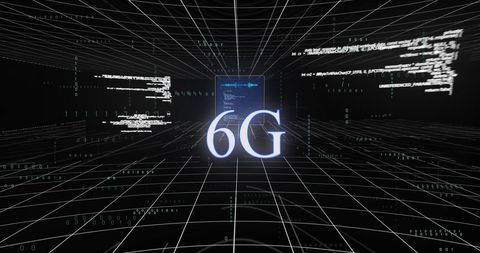 Futuristic 6g network concept with data streams