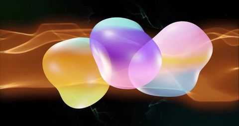 Colorful abstract shapes over dynamic black background