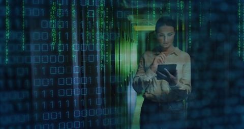 Female IT Technician Analyzing Data by Computer Servers - Download Free Stock Images Pikwizard.com