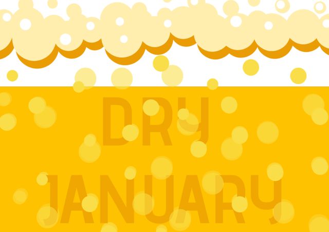 Digitally generated image of dry january text and beer with froth, copy space. public health campaign, vector and alcohol abuse.