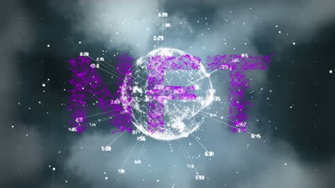 Digital Network Connections around Globe with Futuristic NFT Theme