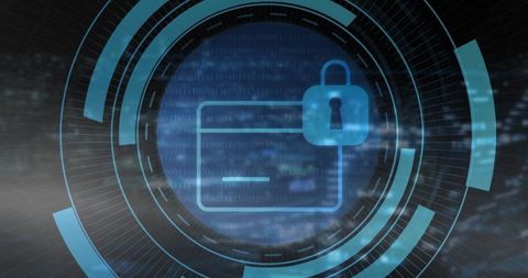 Secure Digital Payment Icon with Cyberspace Elements