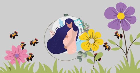 Motherhood Celebration in Floral Pastel Backdrop