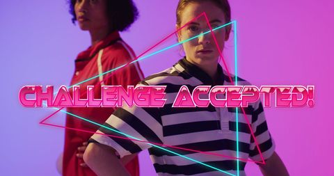 Female Rugby Players Embracing Challenge with Neon Vibes