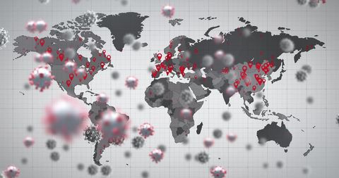 Global Pandemic Visualization with Map and Virus Particles - Download Free Stock Images Pikwizard.com