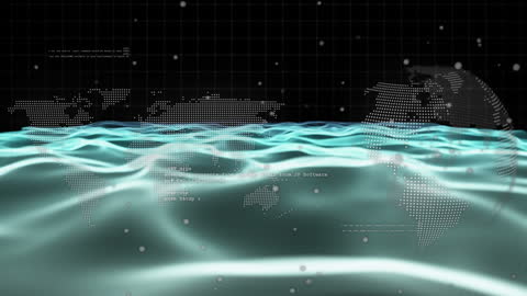 Global Data Processing Animation with Floating World Map in Cyber Environment