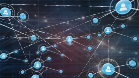 Digital Network with Connected User Icons Abstract Background