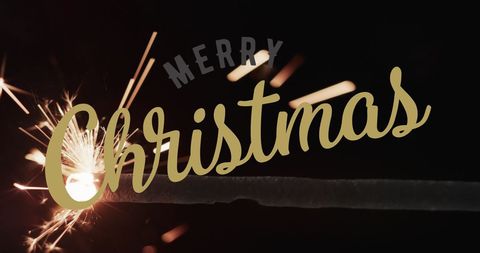 Merry Christmas Sparkler Background with Festive Gold Text