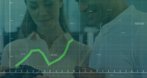 Coworkers Analyzing Data with Digital Overlay