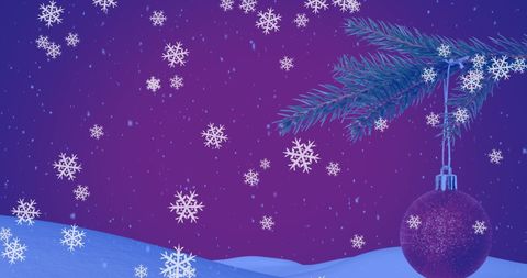 Falling Snowflakes with Christmas Bauble Ornament Theme