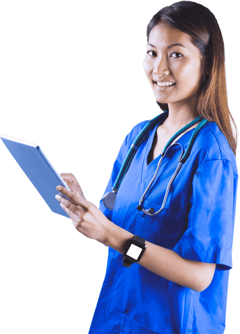 Transparent Asian Nurse Using Tablet Technology - Download Free Stock Videos Pikwizard.com