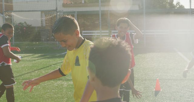 Boys Playing Soccer on Sunny Day - Download Free Stock Images Pikwizard.com