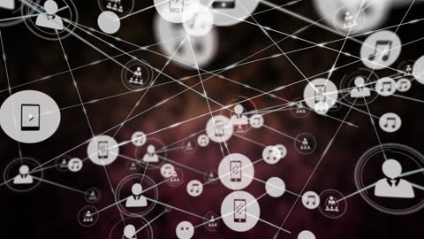 Digital Connectivity Network with Interface Icons and Nodes