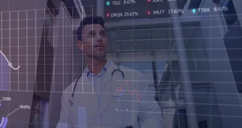 Doctor Observing Futuristic Healthcare Analytics