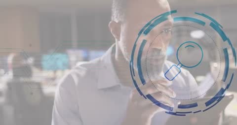 Professional Initiating HUD Overlay on Tablet for Data Analysis