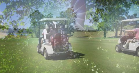 Golfer Driving Cart on Picturesque Green Course on Sunny Day - Download Free Stock Images Pikwizard.com