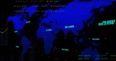 Global Financial Data with World Map on Contemporary Digital Interface - Download Free Stock Images Pikwizard.com