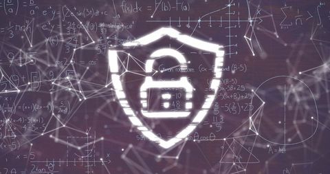 Digital Padlock and Mathematical Formulas on Network Background - Download Free Stock Images Pikwizard.com