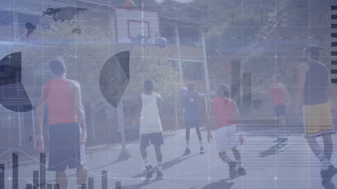 Data Overlay on Basketball Players in Outdoor Game