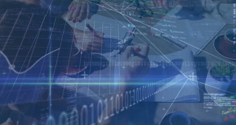 Financial Data Processing Overlay on Business Meeting