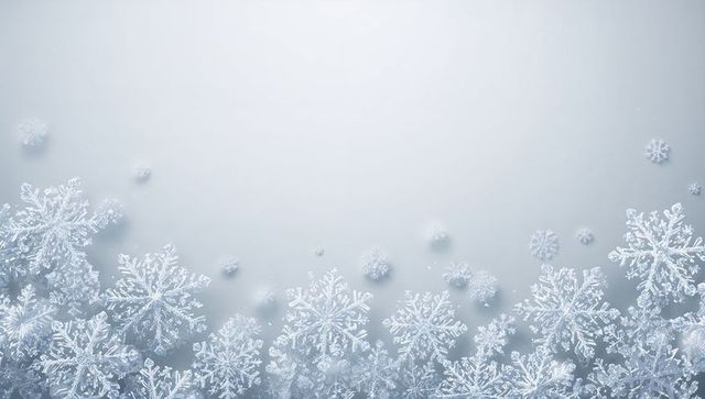 Crystal snowflake border on soft blue gradient for winter holiday greeting and banner