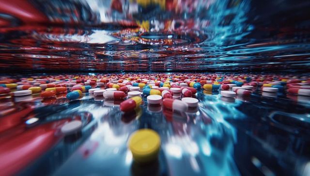 Drifting capsules and tablets under fluid surface