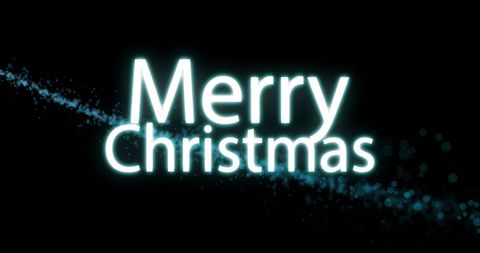 Merry christmas glowing text on black background
