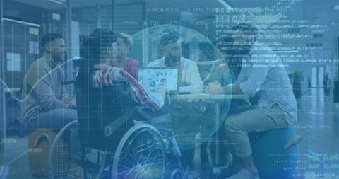 Diverse Team Collaborating in Accessible Workspace with Technology