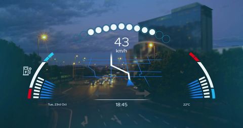 Futuristic Digital Interface Overlaid on Night Cityscape - Download Free Stock Images Pikwizard.com
