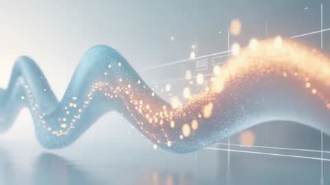 Futuristic Abstract Wave with Glowing Orbs and Grid Lines