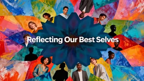 Rotating kaleidoscope showcasing portraits and silhouettes over vibrant abstract textures