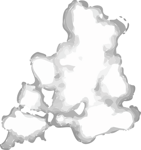 Abstract white blotches with transparent background