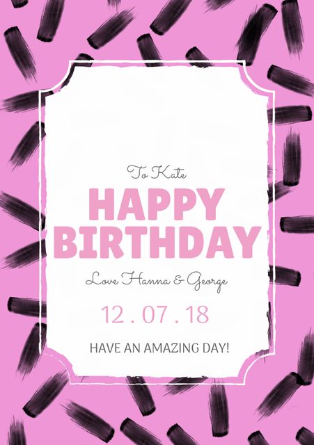 This vibrant pink birthday card template features customizable elements, including the recipient's name and a personal message. The modern design with brushstroke patterns and celebratory vibes makes it perfect for creating unique, heartfelt birthday wishes. Ideal for digital or print use for friends, family, or colleagues.