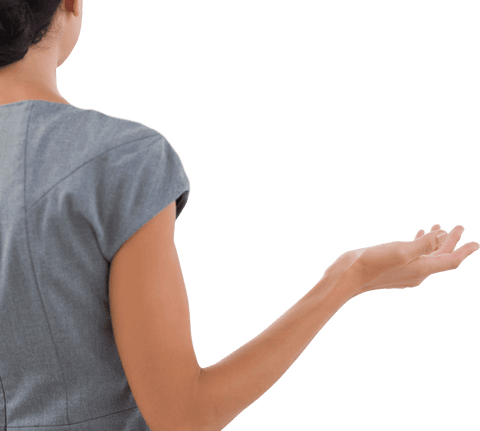 Back View of Businesswoman Gesturing on Transparent Background - Download Free Stock Videos Pikwizard.com