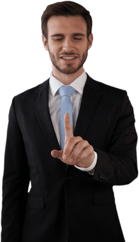 transparent interface interaction with smiling businessman - Download Free Stock Videos Pikwizard.com