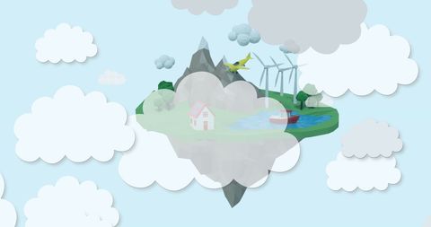 Clouds and Renewable Energy Concept Over Floating Island - Download Free Stock Images Pikwizard.com