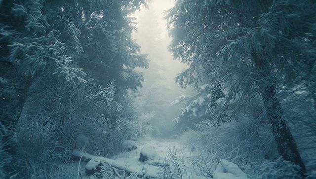 Enchanted Winter Wonderland in Serene Pine Forest