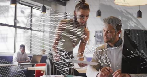 Business Collaboration in Modern Office with Global Connection Theme