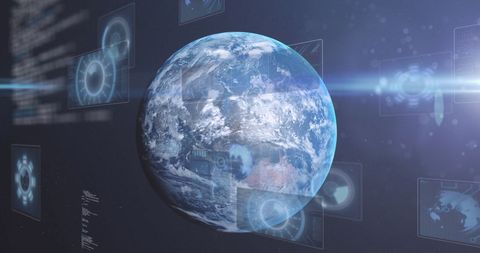 Digital Data Processing Over Earth in Space Conceptual Art - Download Free Stock Images Pikwizard.com