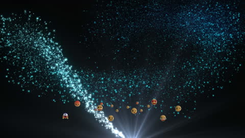 Shooting Star Animation with Floating Emoji Icons