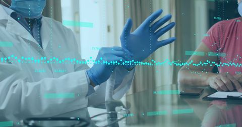 Doctor Preparing for Examination with Medical Data Overlay - Download Free Stock Images Pikwizard.com