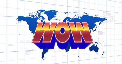bold wow text overlay on world map grid background - Download Free Stock Images Pikwizard.com