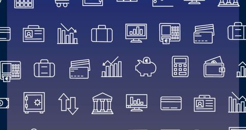 Business and Finance Icon Pattern on Blue Gradient Background - Download Free Stock Images Pikwizard.com