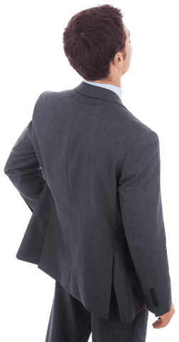 Transparent Businessman Standing Confidently Back View