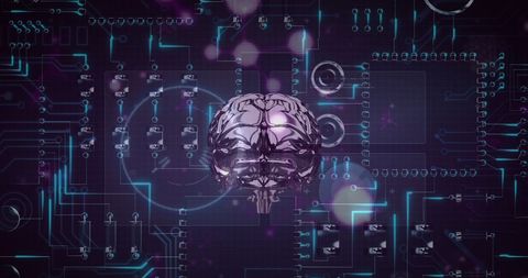 Holographic Brain Illustration on Circuit Board Background - Download Free Stock Images Pikwizard.com