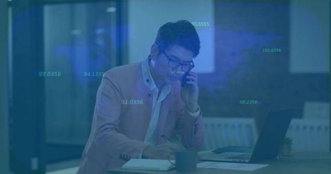 Professional Talking on Smartphone and Writing with Data Projections