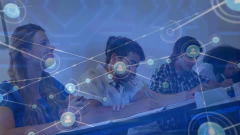 Diverse Business Team Collaborating with Technological Networks